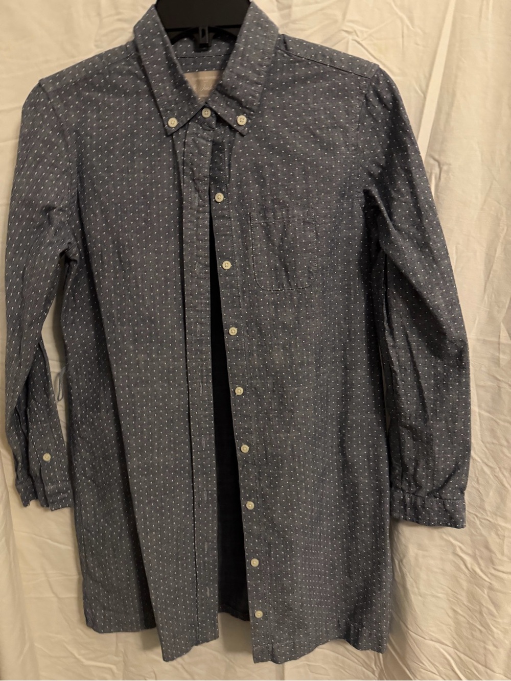 Banana Republic Navy Blue Button-Down Shirt Dress with Micro Dot Print